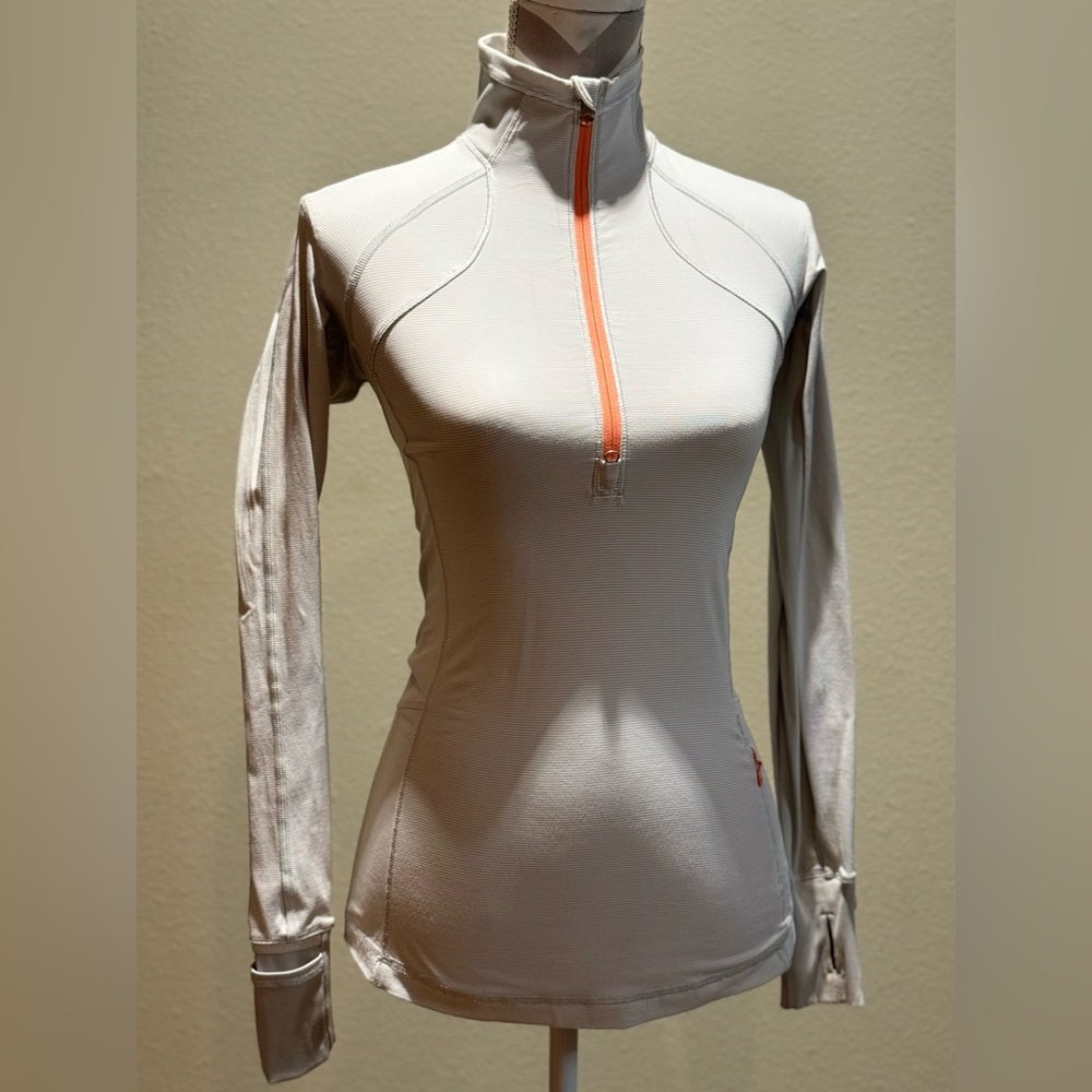 Lululemon Grey with Orange Detail Half Zip, Size 2